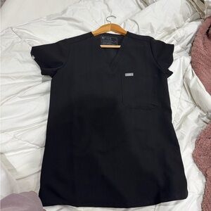 Figs Jet Black V-Neck Scrub Top